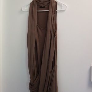 Knee length cotton and silk draped dress
